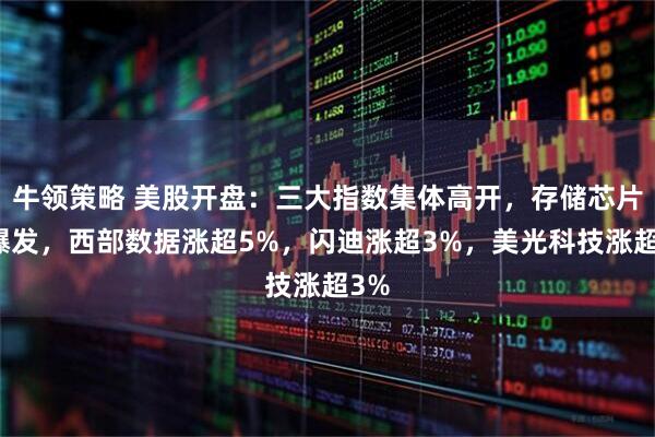 牛领策略 美股开盘：三大指数集体高开，存储芯片股爆发，西部数据涨超5%，闪迪涨超3%，美光科技涨超3%